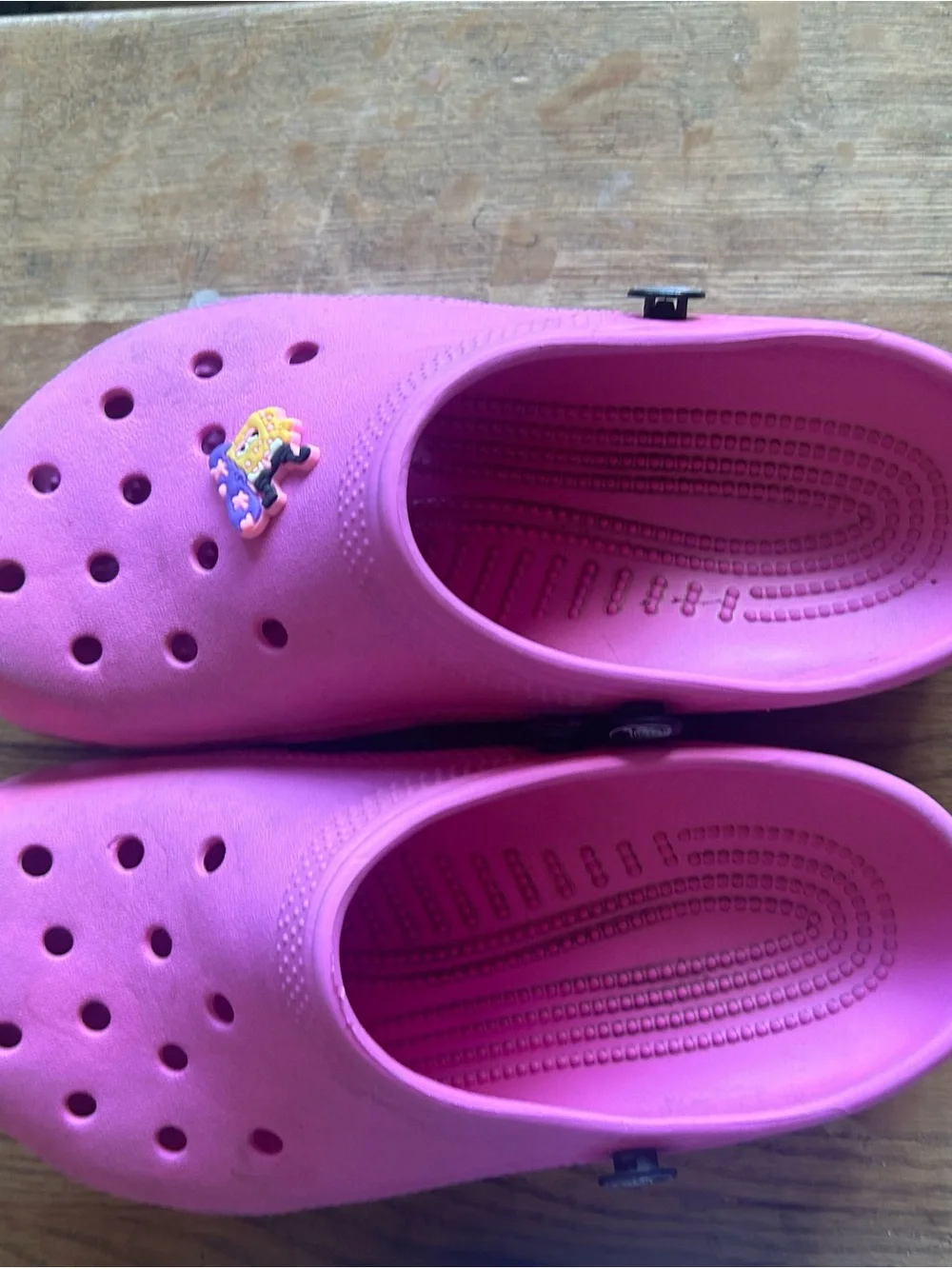 Kids Lightweight Slip-On crocs clogs - Pink and lilac purple glitter size 2